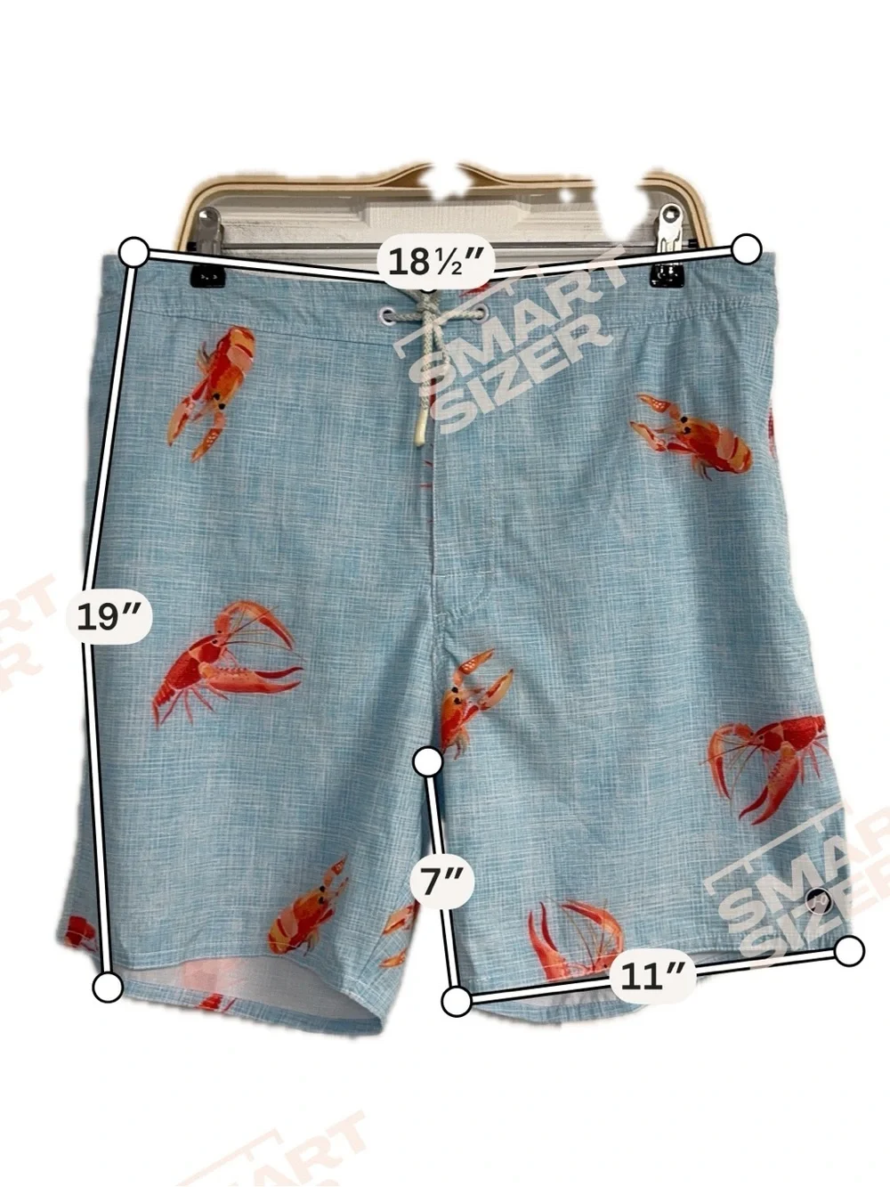 Johnnie-O Crayfish Print Swim Trunks Light Blue Drawstring Board Shorts XL